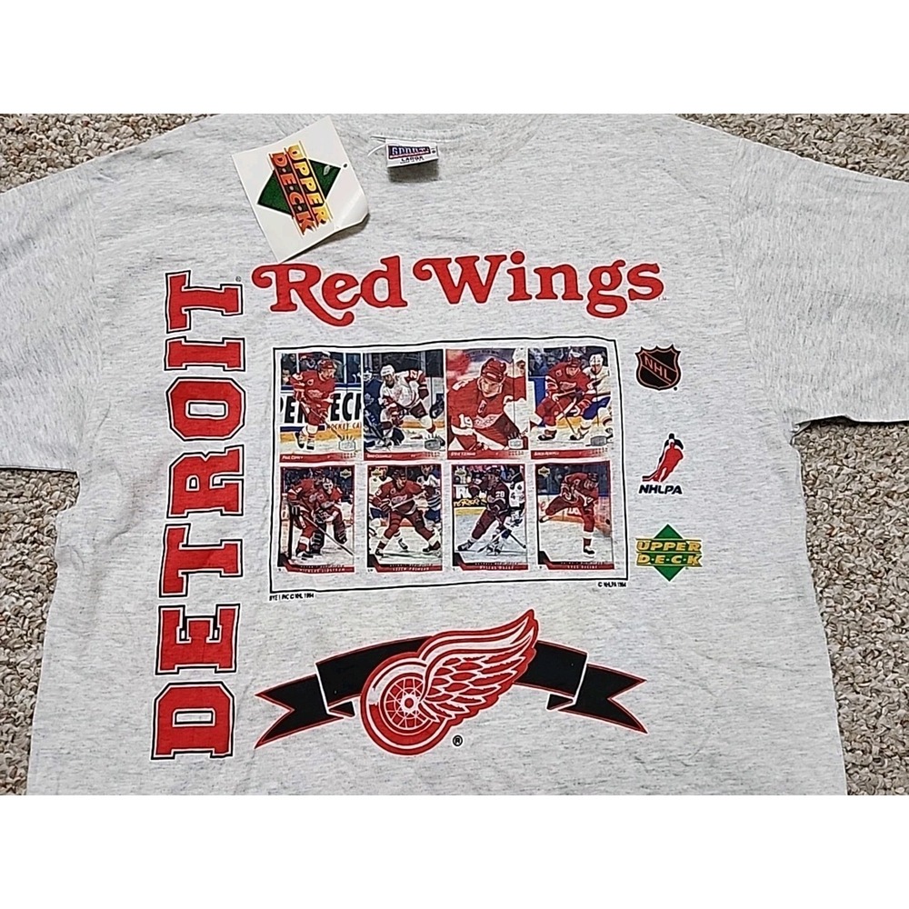VTG 1994 SPORT‎ ATTACK DETROIT RED WINGS NHL HOCKEY SHIRT L Upper Deck Cards NWT